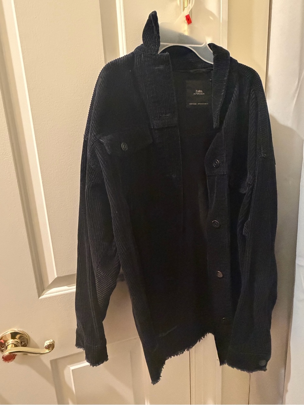 Zara Women’s Navy Corduroy Button-Front Sweater Jacket